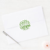 Joyeux Noël Autocollants Écriture Verte Ronds (Enveloppe)