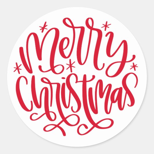 Joyeux Noël Autocollants Script Rondes Rouges (Devant)