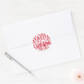Joyeux Noël Autocollants Script Rondes Rouges (Enveloppe)