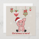 Joyeux Noël aux animaux Cochons Invitation (Devant / Derrière)