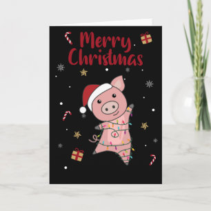 Joyeux Noël aux cochons Animaux Carte de Noël
