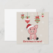 Joyeux Noël aux cochons Animaux Cochons Invitation (Devant / Derrière)