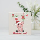 Joyeux Noël aux cochons Animaux Cochons Invitation (Debout devant)
