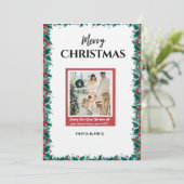 Joyeux Noël avec carte de vacances photo (Debout devant)