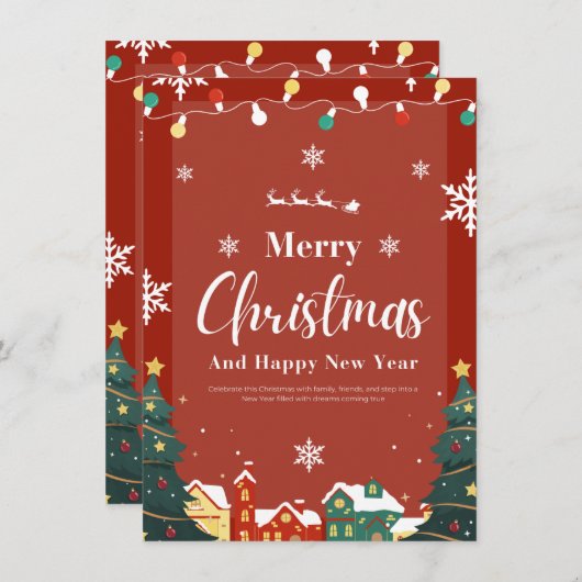 Joyeux Noël avec Décoration Red Invitation (Devant / Derrière)