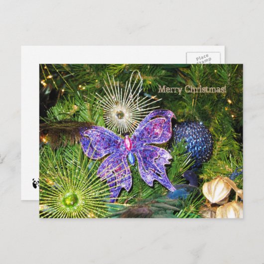 Joyeux Noël avec la carte postale pourpre de (Devant / Derrière)