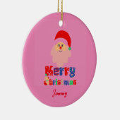 Joyeux Noël avec Père Noël Ceramic Circle Ornement (Droite)