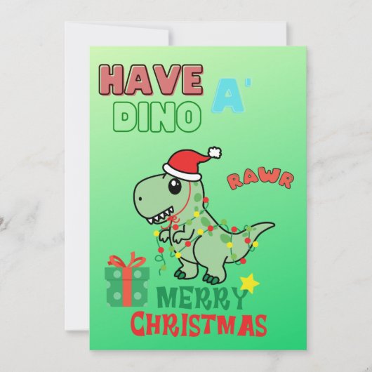 Joyeux Noël avec un Dino Enfants Carte de Vœux (Devant)