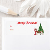 Joyeux Noël Bassett Hound Cadeau Étiquette (En situation)