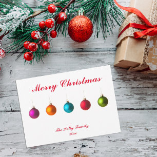 Joyeux Noël baubles colorés avec carte texte