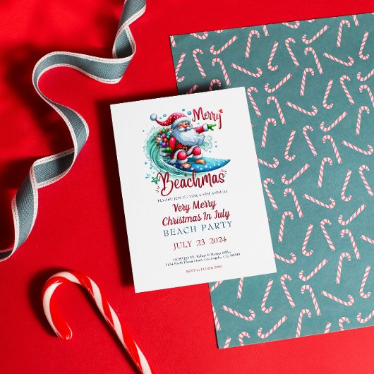 Joyeux Noël Beachmas En Juillet Fête Invitation