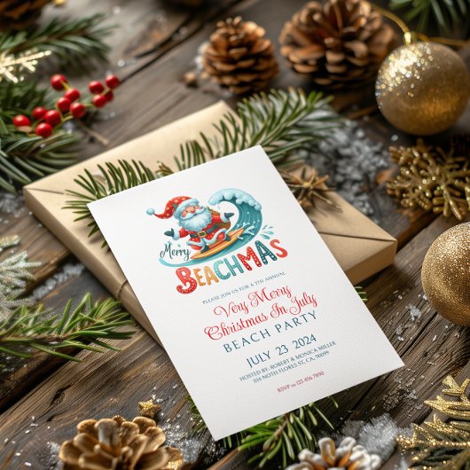 Joyeux Noël Beachmas En Juillet Invitation de fête