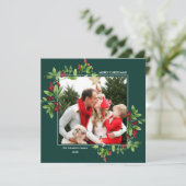 Joyeux Noël. Berry Branches Cartes photos plats (Debout devant)