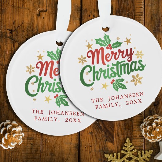 Joyeux Noël Berry Gold Stations Snowflakes Famille