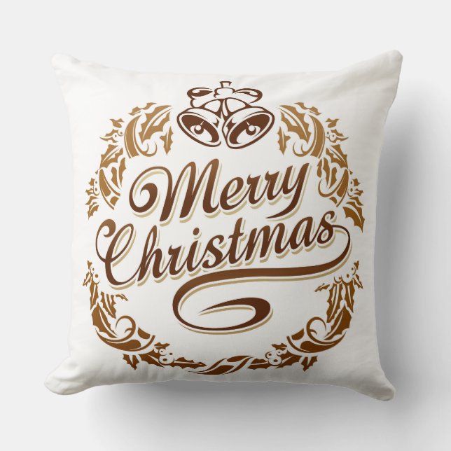Joyeux Noël Blanc Coussin décoratif (Recto)