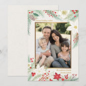 Joyeux Noël blanc Poinsettia Carte photo de cadre (Devant / Derrière)