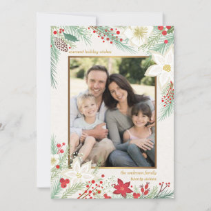 Joyeux Noël blanc Poinsettia Carte photo de cadre