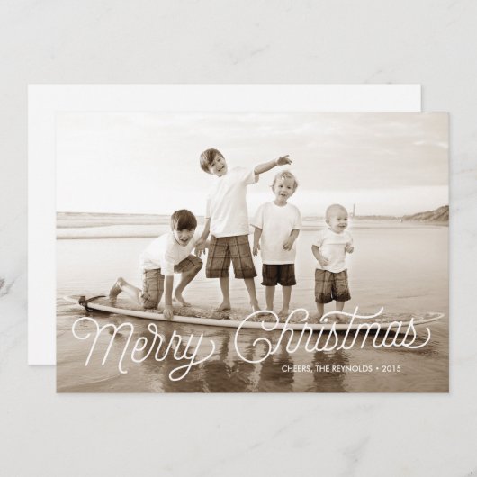 Joyeux Noël blanc Script superposition Carte de va (Devant / Derrière)