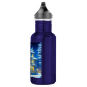 Joyeux Noël Blauw Kersthuis Waterfles (Rechts)