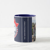 Joyeux Noël bleu Bow rouge | Photo Café Mug (Centre)