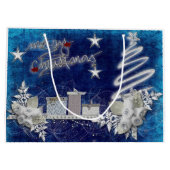 Joyeux Noël bleu et blanc avec sac cadeau Rose (Dos)