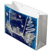 Joyeux Noël bleu et blanc avec sac cadeau Rose (Devant Angle)