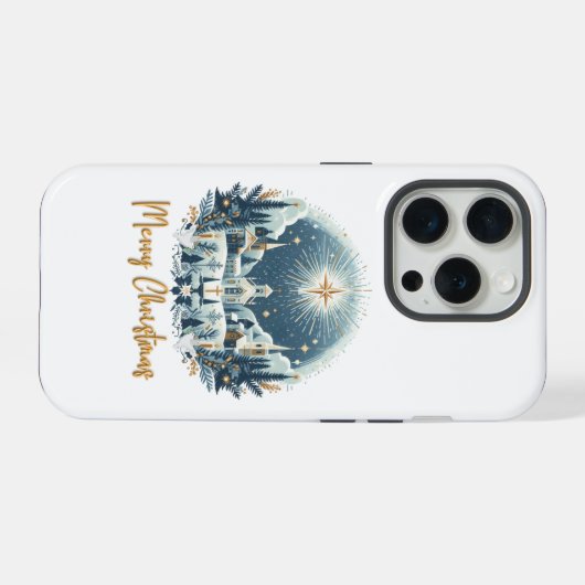 Joyeux Noël bleu et or (Verso Horizontal)