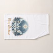 Joyeux Noël bleu et or (Serviette à main)