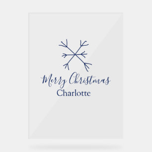 Joyeux Noël bleu flocons ajouter nom fêtes
