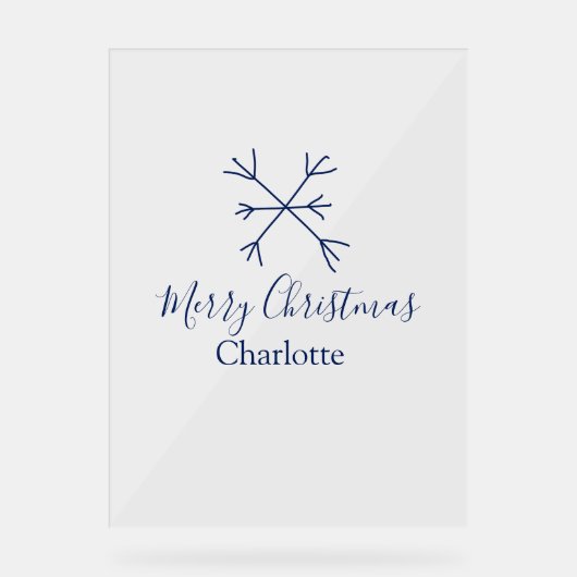 Joyeux Noël bleu flocons ajouter nom fêtes (Recto)