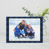 Joyeux Noël bleu Plaid Carte photo de famille (Debout devant)