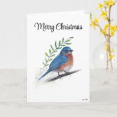 Joyeux Noël Bluebird Carte de vacances Oiseau (Fleur jaune)