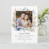 Joyeux Noël Boho Floral Foto Kerst Kaarten (Staand voorkant)