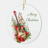 Joyeux Noël Boho Guitare et Ornement Fleurs (Gauche)