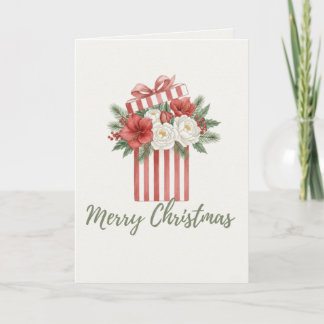 Joyeux Noël Boîte de Fleurs Cadeau Carte