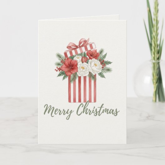 Joyeux Noël Boîte de Fleurs Cadeau Carte (Devant)