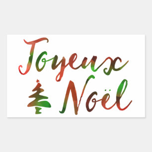Joyeux Noel bokeh boomlichten Rechthoekige Sticker
