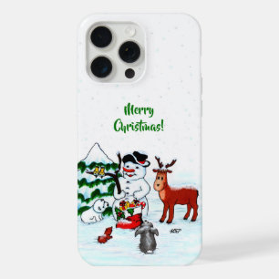 Joyeux Noël ! Bonhomme de neige avec des amis