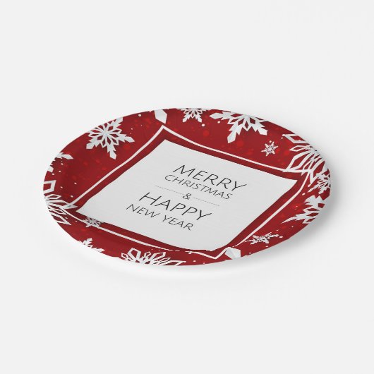 Joyeux Noël/Bonne Année Assiettes en papier 7” (Angle)