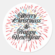 Joyeux Noël Bonne année Sticker rond