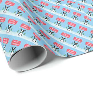Joyeux Noël Boston Terrier Papier cadeau d'envelop