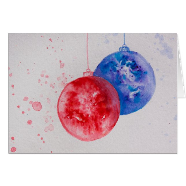 Joyeux Noël, boules de Noël aquarelle (Devant horizontal)