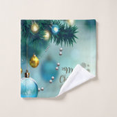 Joyeux Noël,Boules de Noël Bleues (Gant de toilette)