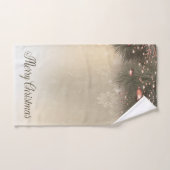 Joyeux Noël, branches de pinBoules, flocons de nei (Serviette à main)