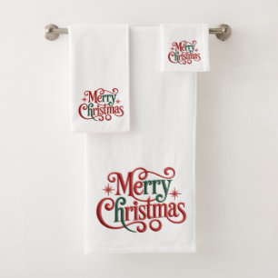 Joyeux Noël Broderie Rouge & Vert Typographie