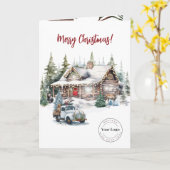 Joyeux Noël Cabine Business Logo Carte de vacances (Fleur jaune)