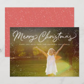 Joyeux Noël Cadre de neige Carte photo de vacances (Devant / Derrière)