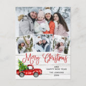 Joyeux Noël Camion de ferme rouge 4 Carte photo (Devant)