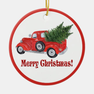 Joyeux Noël Camion rouge et ornement d'arbre