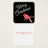 Joyeux Noël Cardinal carte carré (Devant & derrière)
